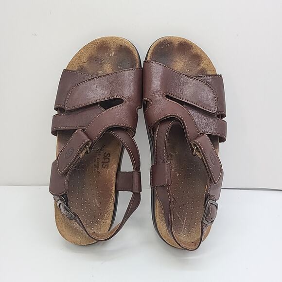 SAS Huggy Tripad Comfort Brown Leather Sandals Adj Straps USA Made Women Sz 8 - Picture 4 of 10